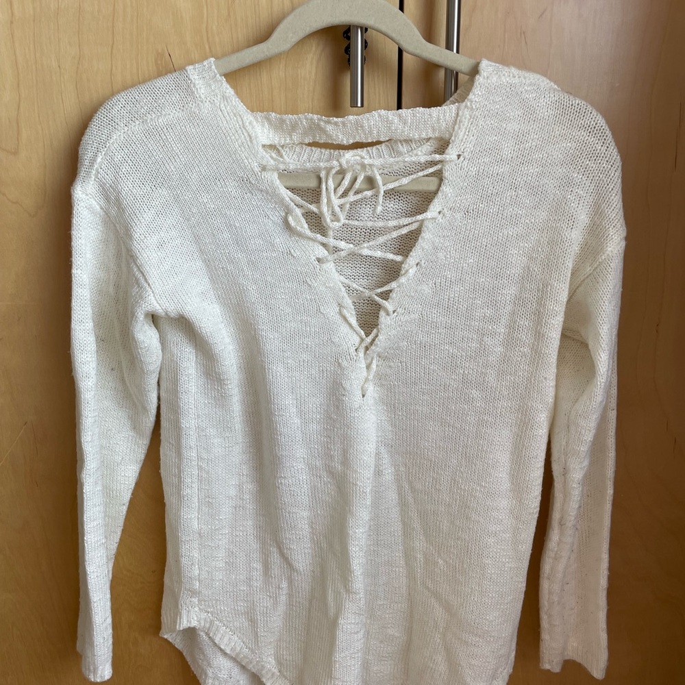 White knit sweater